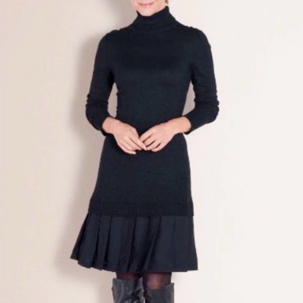 Soft Surroundings Chloe Gray Turtleneck Pleated Sweater Dress Women’s Large Cozy